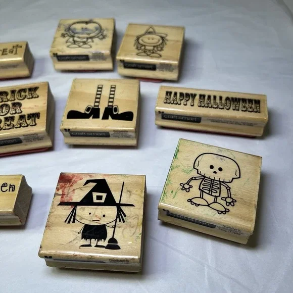Craft Smart Lot of 13 Popular HALLOWEEN Rubber Stamps Mixed Set Fall Trick Treat - Picture 4 of 4